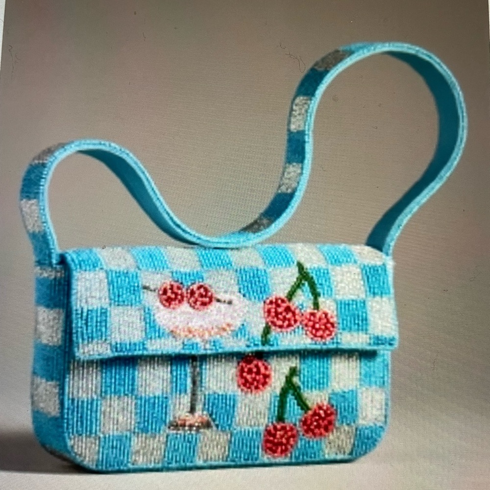 ❤️ ANTHROPOLOGIE FIONA BEADED BAG FOOD & DRINK EDITION COCKTAIL PURSE NEW
